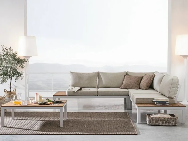 Set salotto angolare elias bianco/antracite  Outlet etnico: Arredo Giardino a prezzi outlet