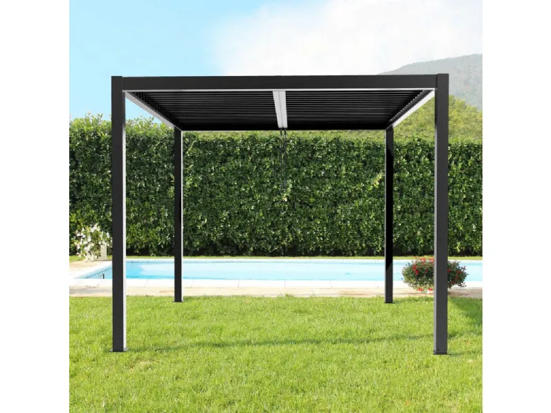 Arredo Giardino Outlet etnico Pergola bioclimatica 33 bianca e antracite con uno sconto esclusivo