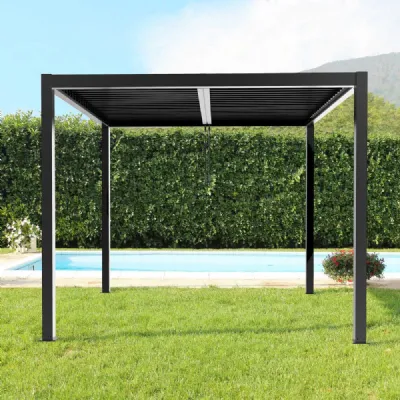 Outlet: Pergola bioclimatica 3x3 bianca/antracite. Arredo Giardino in offerta!