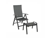 Arredo Giardino Poltrona multiposizione elegance antracite con poggiapiedi Proloisirs OFFERTA OUTLET