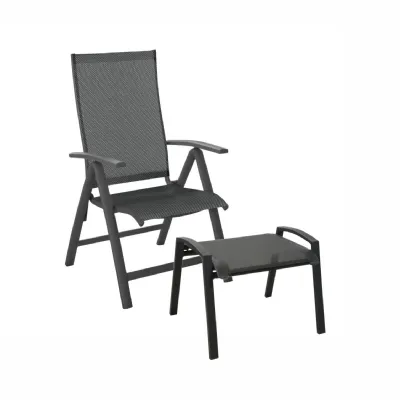 Arredo Giardino Poltrona multiposizione elegance antracite con poggiapiedi Proloisirs OFFERTA OUTLET