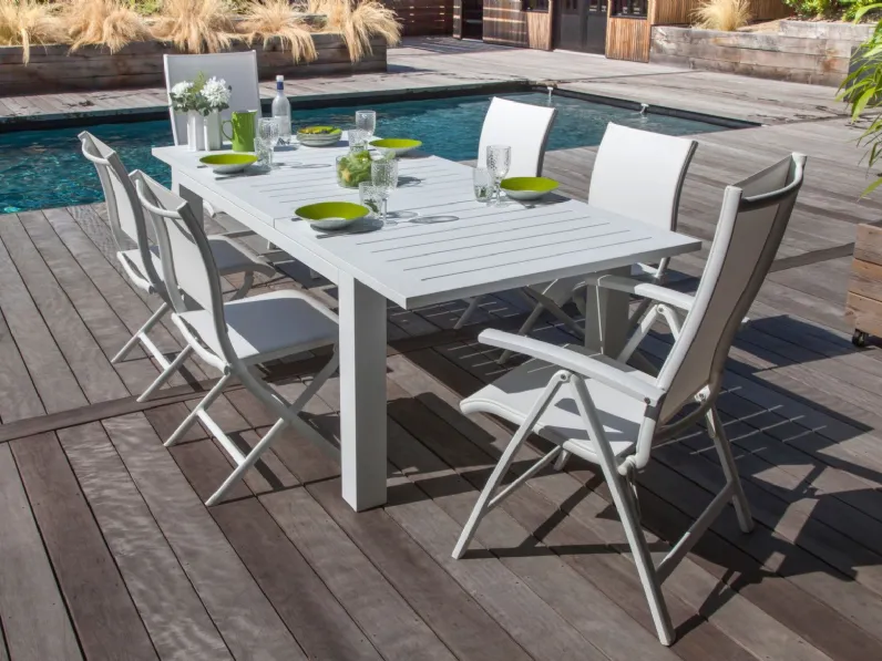 Mobile giardino Poltrona multiposizione elegance antracite con poggiapiedi bianca di Proloisirs con forte sconto
