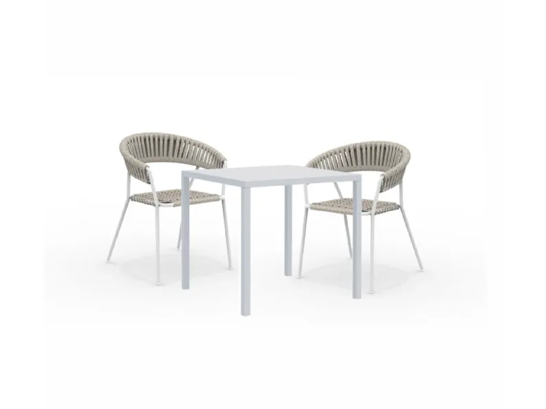 Arredo giardino Quatris 80 bianco con 2 sedia key west Vermobil a prezzo ribassato