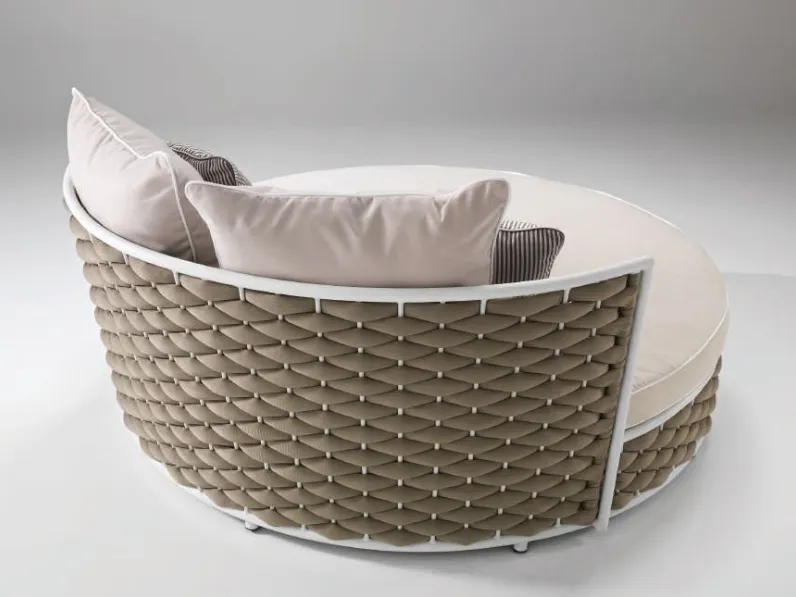 Sdraio rotonda intrecc. a mano: arredo giardino in offerta! Comfort e stile per il tuo spazio esterno.