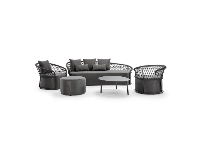 Set da giardino made in italy  con puof nero/grigio 25 Md work: Arredo Giardino a prezzo Outlet