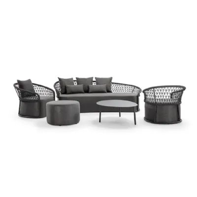 Set da giardino made in italy  con puof nero/grigio 25 Md work: Arredo Giardino a prezzo Outlet