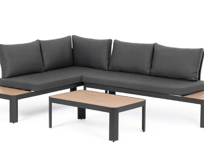 Arredo Giardino Bizzotto Set salotto angolare narelle  antracite A PREZZI OUTLET