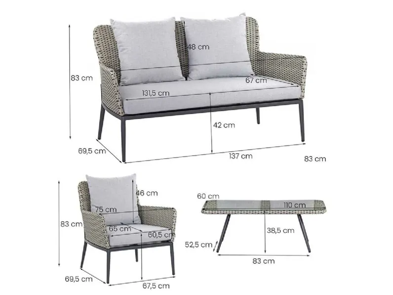 Set salotto rattan luxo in offerta. Arredo Giardino etnico Outlet.