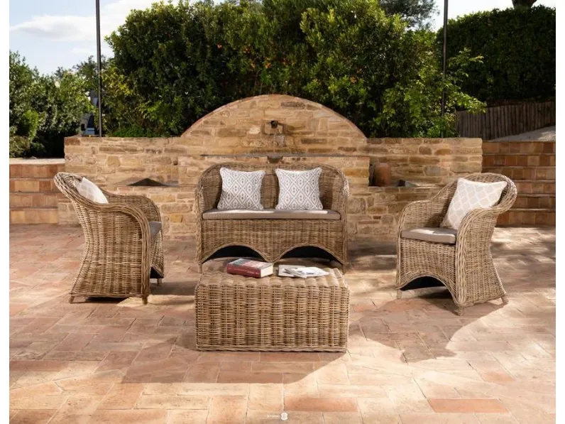 Arredo Giardino Outlet etnico Set salotto portland rattan a prezzo scontato