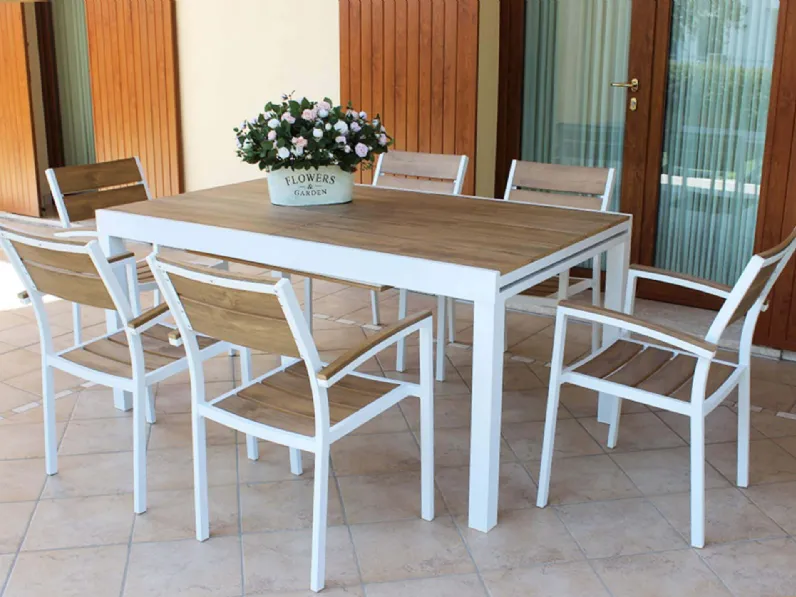 Set tavolo allungabile + 6 sedie polywood Outlet etnico: Arredo Giardino con forte sconto