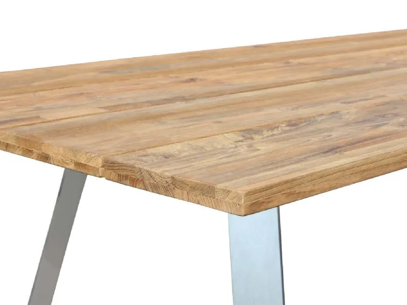 Set tavolo in alluminio e teak + 6 sedie Outlet etnico: Arredo Giardino a prezzo scontato