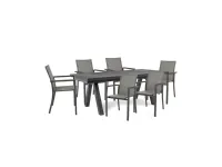 Set tavolo krion 205-265 allungabile con 6 poltroncine konnor antracite- bizzotto Bizzotto: arredo giardino in Offerta Outlet
