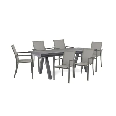 Mobile giardino Set tavolo krion 205-265 allungabile con 6 poltroncine konnor antracite- bizzotto di Bizzotto a prezzo ribassato