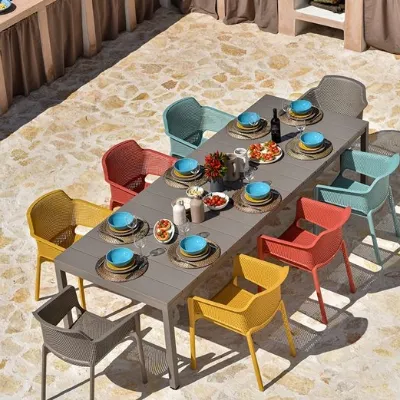 Set tavolo rio alu 210/ 280 + 8 sedie nat multicolore  Nardi outdoor: set a prezzo Outlet