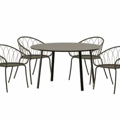 Arredo Giardino Set tavolo roma con 4 poltroncine flora colore bronzo Vermobil OFFERTA OUTLET