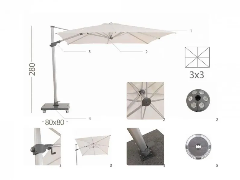 Talenti Parasol venere 3x3: Arredo Giardino a prezzi outlet