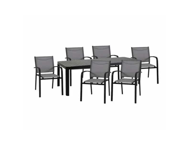 Tavolo cleveland antracite allungabile cm180/240x100h75 con 6 poltroncine sullivan - vacchetti Collezione esclusiva: Arredo Giardino a prezzi convenienti