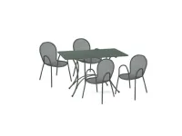 Arredo Giardino Tavolo pigalle pieghevole 118x76 grigio antico con 4 poltroncine ronda Emu a prezzo scontato