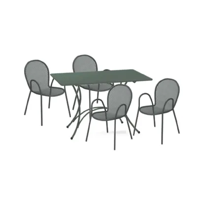 Arredo Giardino Tavolo pigalle pieghevole 118x76 grigio antico con 4 poltroncine ronda Emu a prezzo scontato