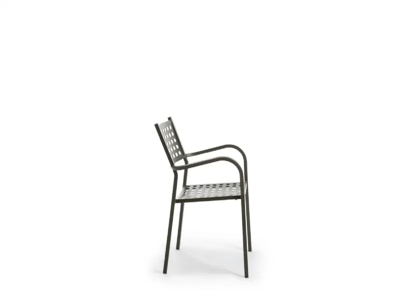 Arredo giardino Tavolo quatris 70x70 con 2 poltroncina alice grigio antico Vermobil a prezzo ribassato