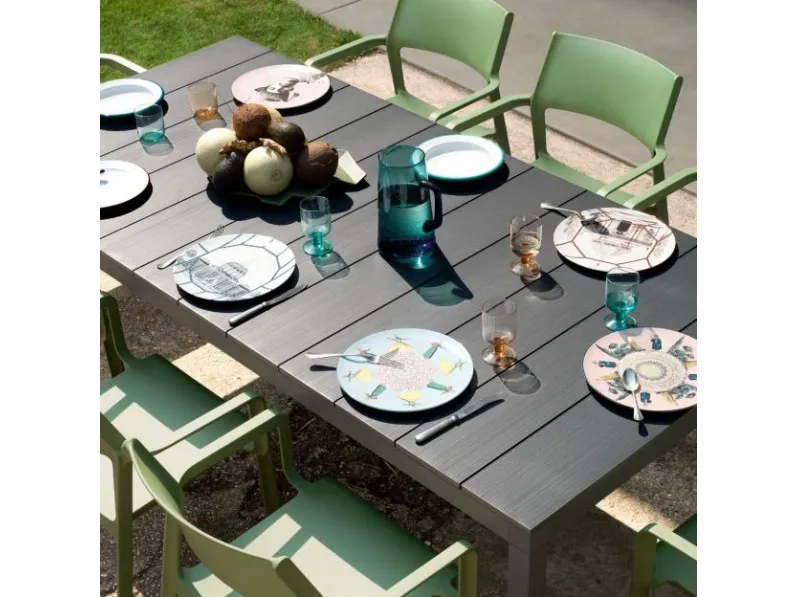 Arredo Giardino Nardi Tavolo rio alu 210 extensible con 8 sedie trill armachair in Offerta Outlet 