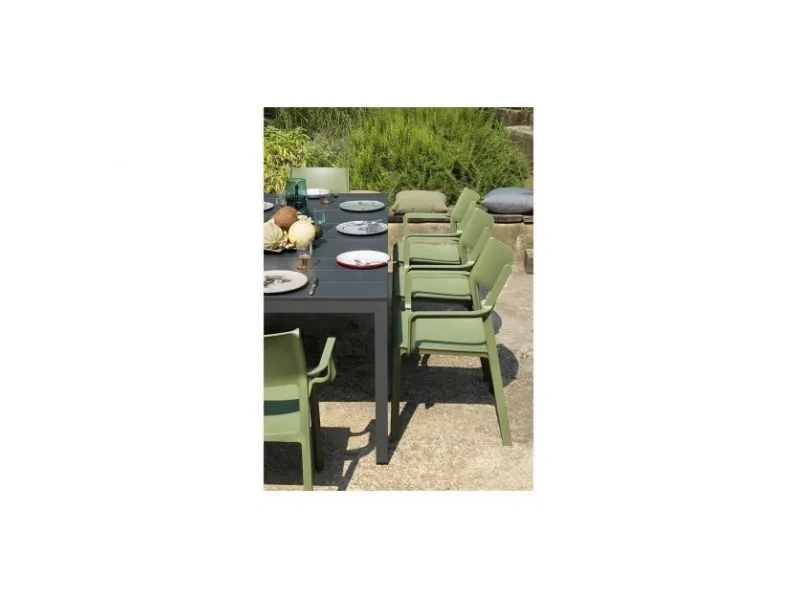 Arredo Giardino Nardi Tavolo rio alu 210 extensible con 8 sedie trill armachair in Offerta Outlet 