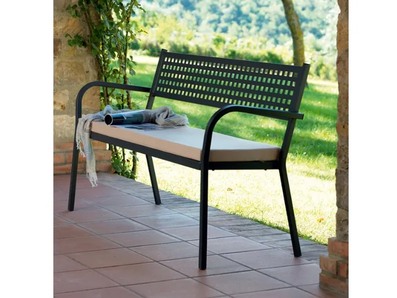 Sedia da giardino modello Panca alice con braccioli colore ferro antico Vermobil in Offerta Outlet