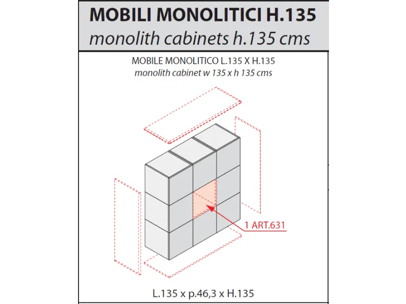 Mobile in legno Iulio monolitico Las mobili in offerta