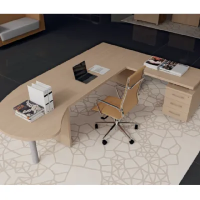 Scrivania direzionale in legno Con allungo plano e sedia Flycom con forte sconto