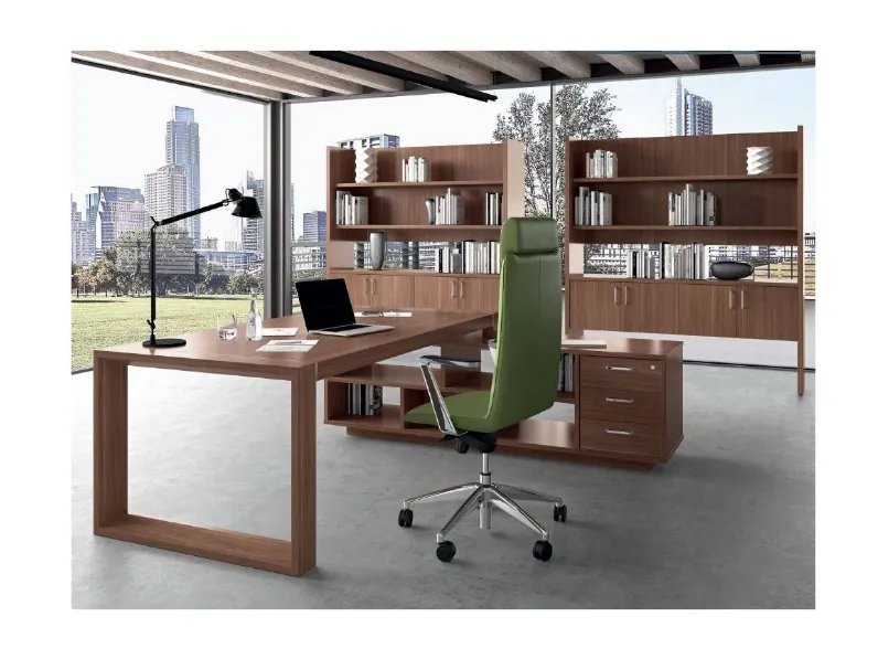 Scrivania direzionale in legno Direzionale forma e mobile boiserie Flycom a prezzi outlet