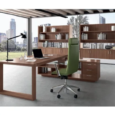 Scrivania direzionale in legno Direzionale forma e mobile boiserie Flycom a prezzi outlet