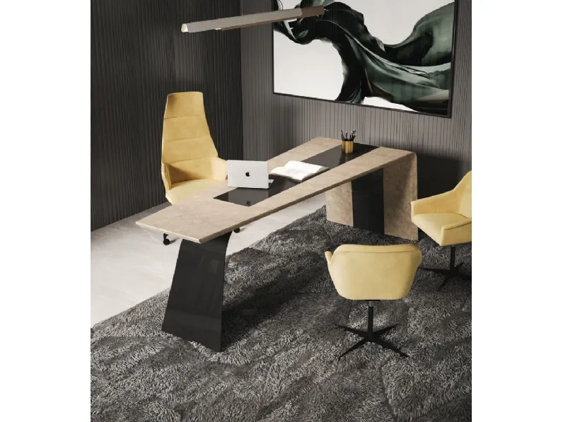 Scrivania direzionale modello Scrivania acciaio e pelle luxury italia in pelle ad un prezzo davvero conveniente