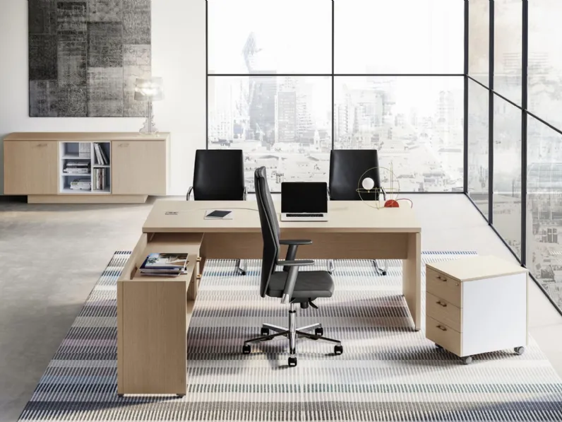 Scrivania direzionale modello Delta - composizione ufficio completo in legno ad un prezzo speciale