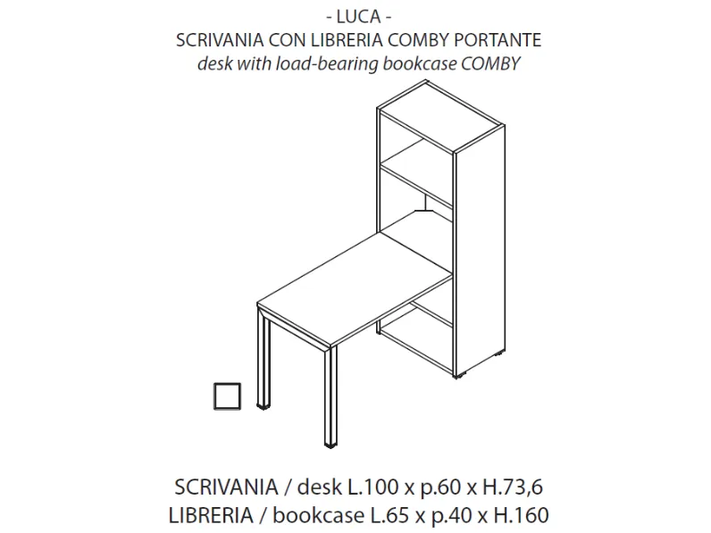 Scrivania in legno Luca - postazione home office con sedia Las mobili in offerta