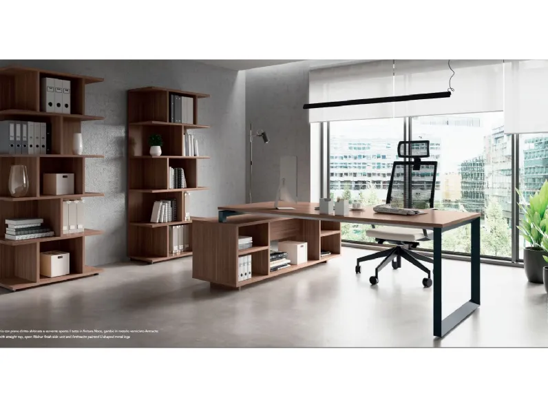 Scrivania direzionale in legno Ufficio completo stratos plus 2 a marchio Flycom con forte sconto
