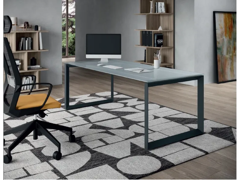 Scrivania direzionale modello E ufficio completo stratos plus in vetro ad un prezzo speciale