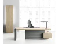Scrivania direzionale in legno Direzionale jera con allungo su mobile di servizio a marchio Las mobili in offerta