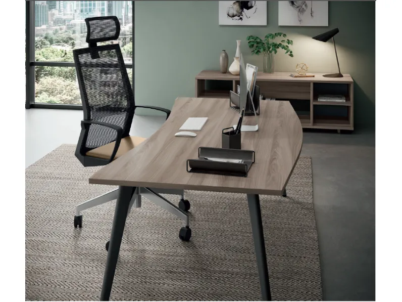 Scrivania direzionale in legno Postazione ufficio completo rhea Flycom a prezzi outlet