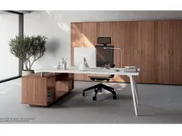 Scrivania direzionale in legno Ufficio completo  a marchio Flycom a prezzi outlet