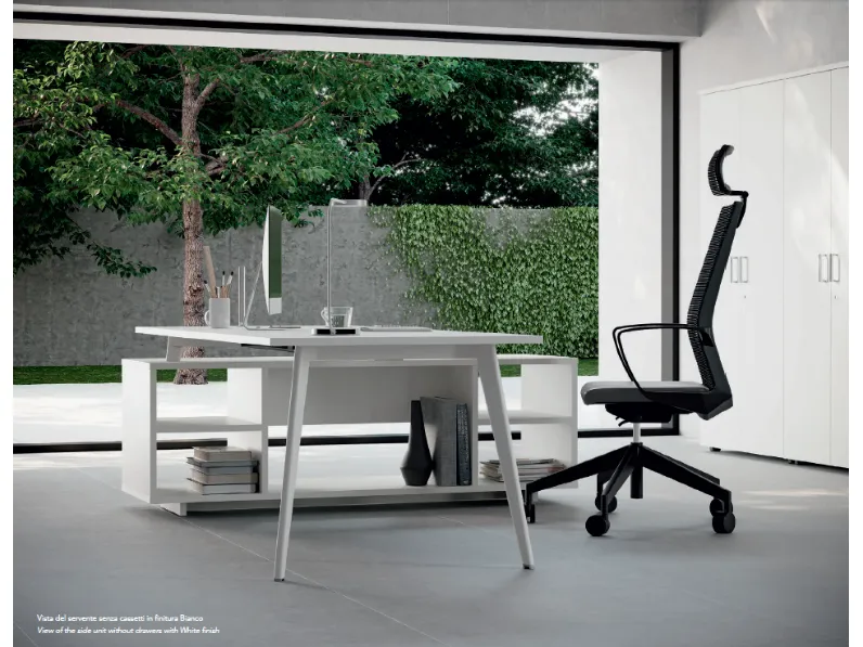 Scrivania direzionale in legno Ufficio completo  a marchio Flycom a prezzi outlet