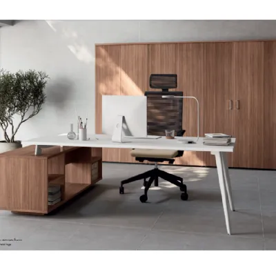 Scrivania direzionale in legno Ufficio completo  a marchio Flycom a prezzi outlet