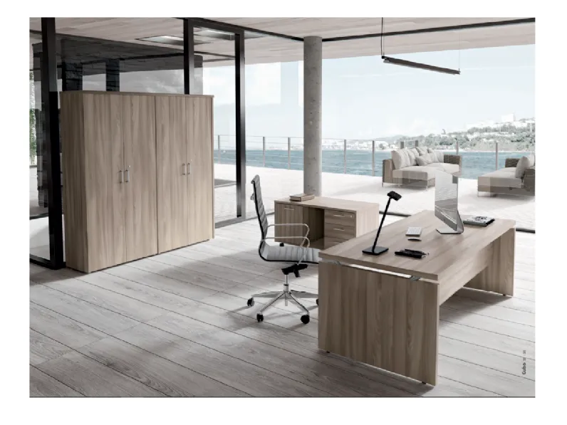Scrivania direzionale Ufficio completo  in legno Flycom a prezzo Outlet