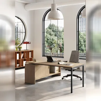 Scrivania operativa modello Sigma con mobile di servizio  Las mobili in OFFERTA OUTLET