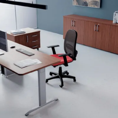 Scrivania direzionale in legno Ufficio completo derby a marchio Flycom a prezzi outlet