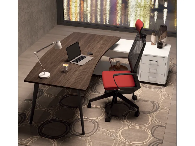Scrivania direzionale in legno Ufficio completo rhea  a marchio Flycom a prezzi convenienti