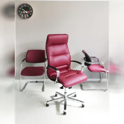 Sedia operativa modello Tris sedie: formen direzionale + 2 sedie visitatore sistema slitta Las mobili in OFFERTA OUTLET