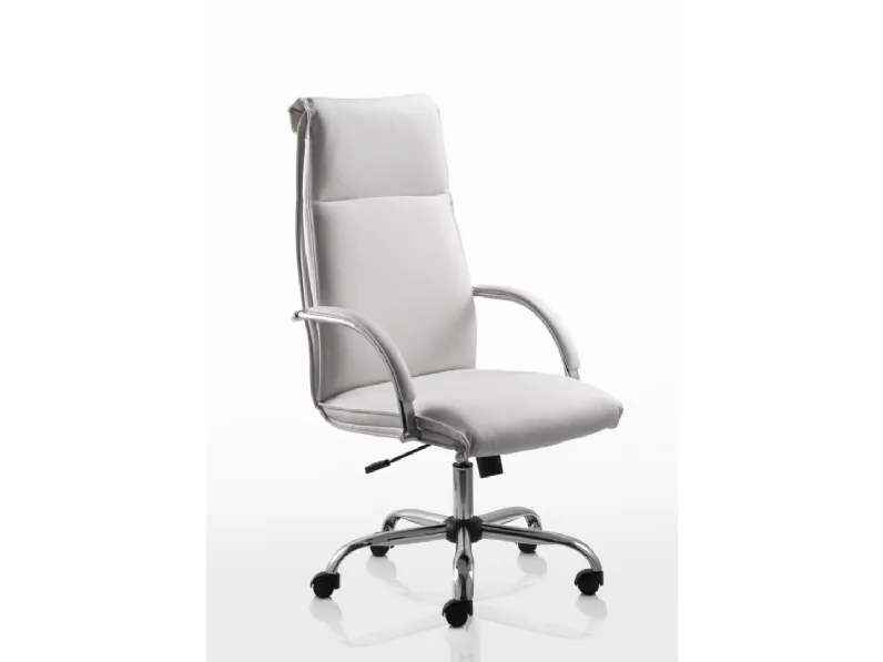 Sedia da ufficio Eurosedia modello Fedra. Sedia da ufficio con struttura in metallo cromato e sedile in pelle.