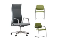 Sedia operativa in ecopelle Athena direzionale + 2 sedie slitta Las mobili con forte sconto