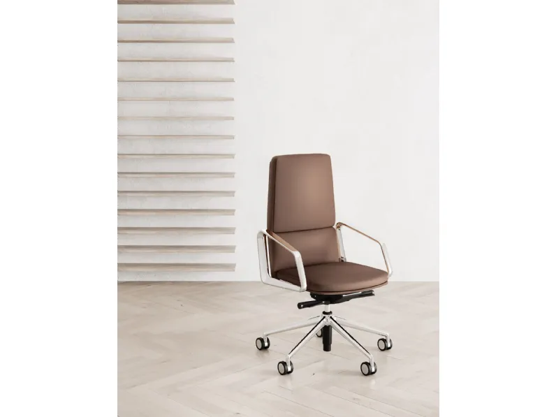 Sedia direzionale in ecopelle Lead schienale medio Las mobili con forte sconto