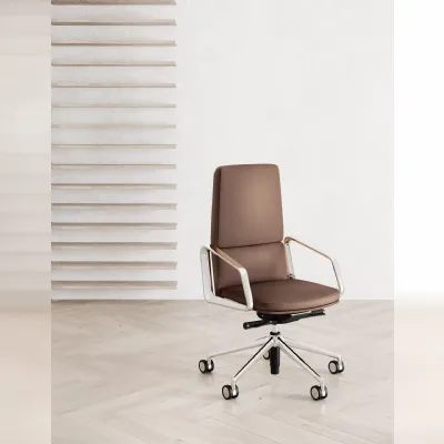 Sedia direzionale in ecopelle Lead schienale medio Las mobili a prezzi outlet